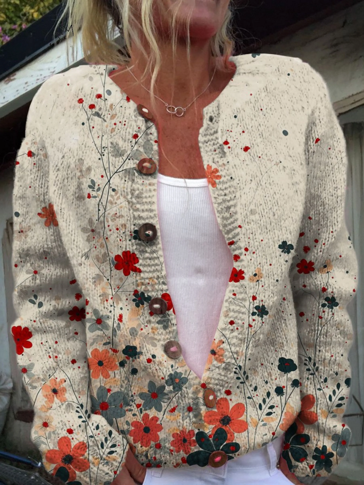 Sabrina™ | Cardigan vintage in maglia floreale - Elora Boutique
