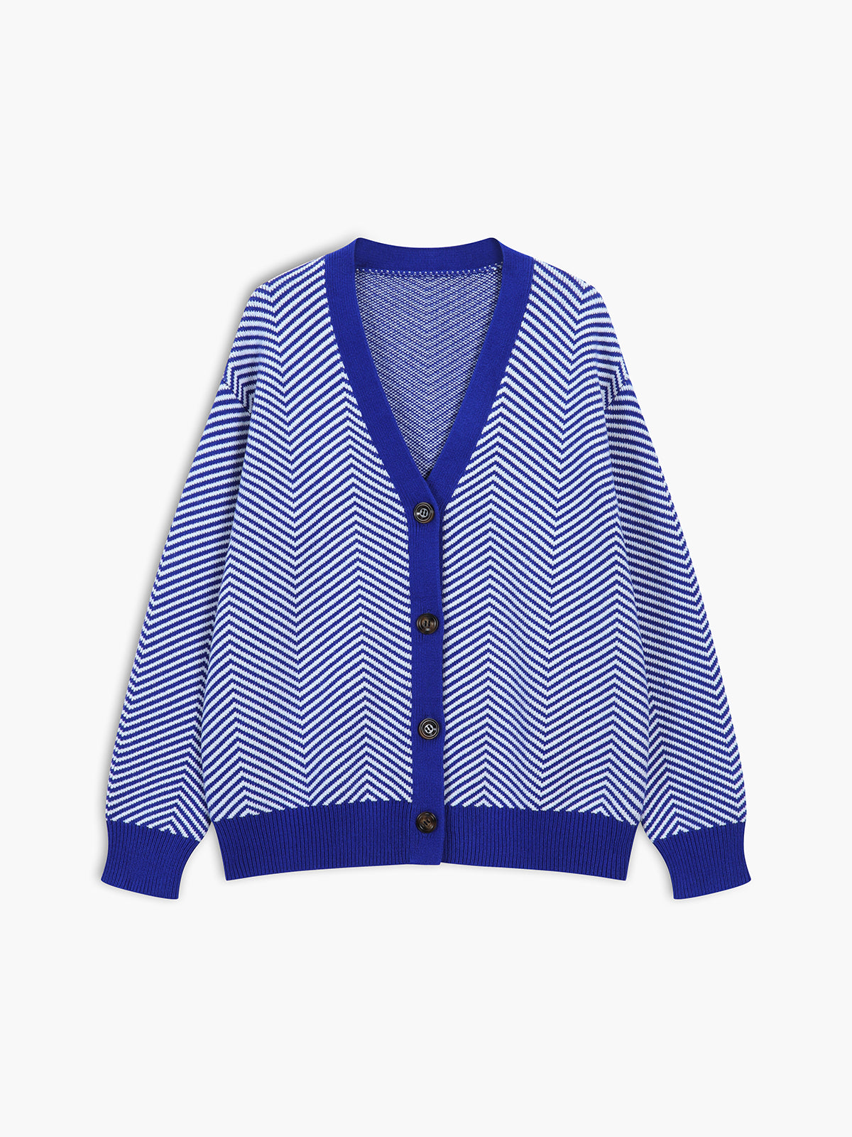 Cardigan chevron a contrasto con bottoni
