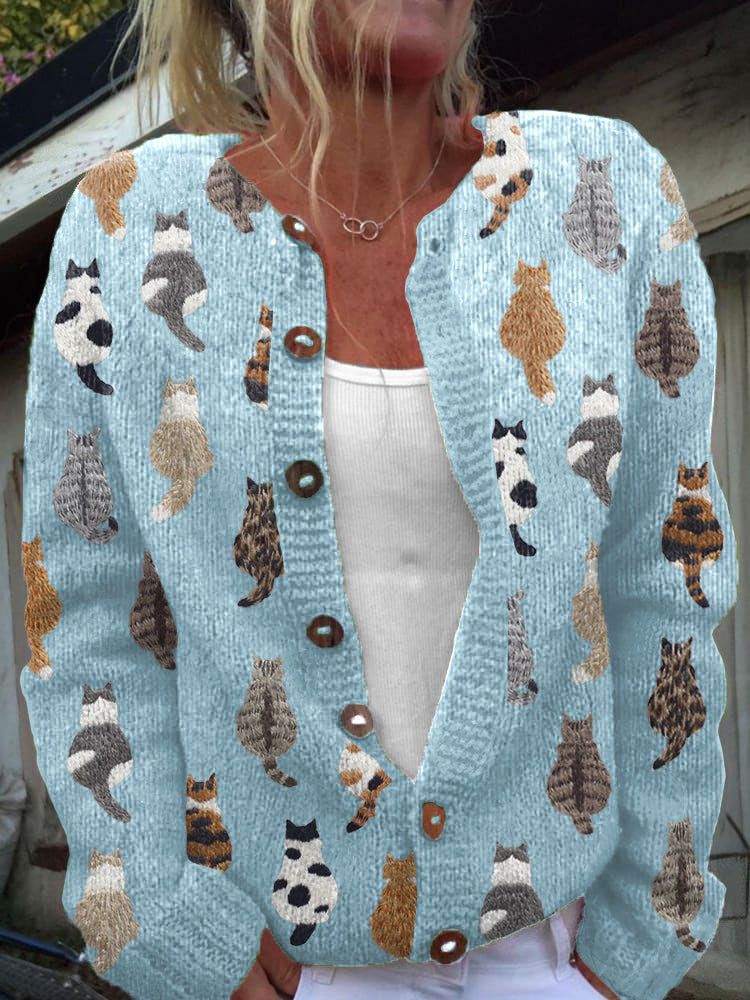 Charlotte™ | Cardigan caldo con stampa di gatti