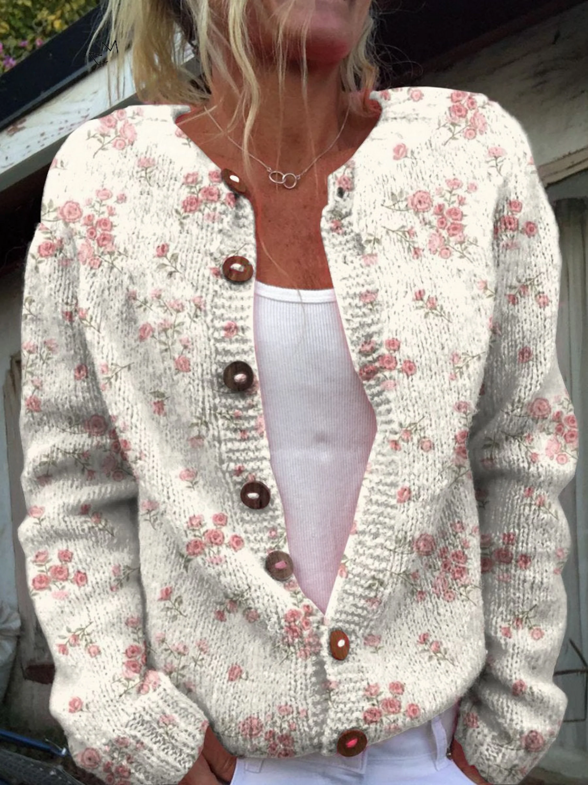 Evanthea™ | Cardigan vintage in maglia floreale - Elora Boutique