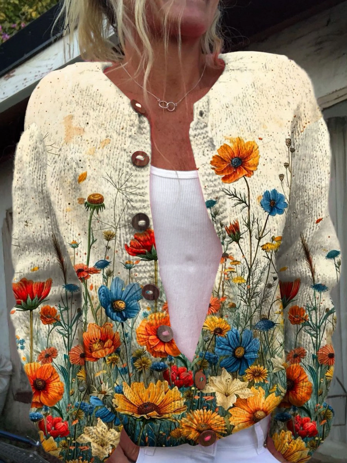 Tansy™ | Cardigan vintage in maglia con stampa floreale - Elora Boutique