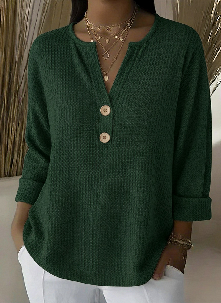 Lucia | T-shirt Henley testurizzata con bottoni