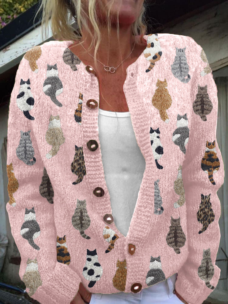 Charlotte™ | Cardigan caldo con stampa di gatti