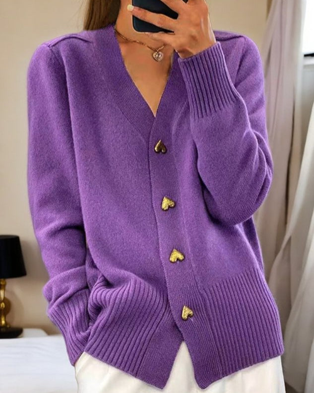 Cardigan con scollo a V in morbida maglia