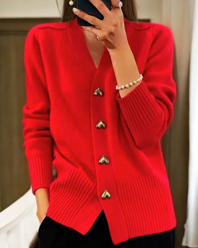 Cardigan con scollo a V in morbida maglia