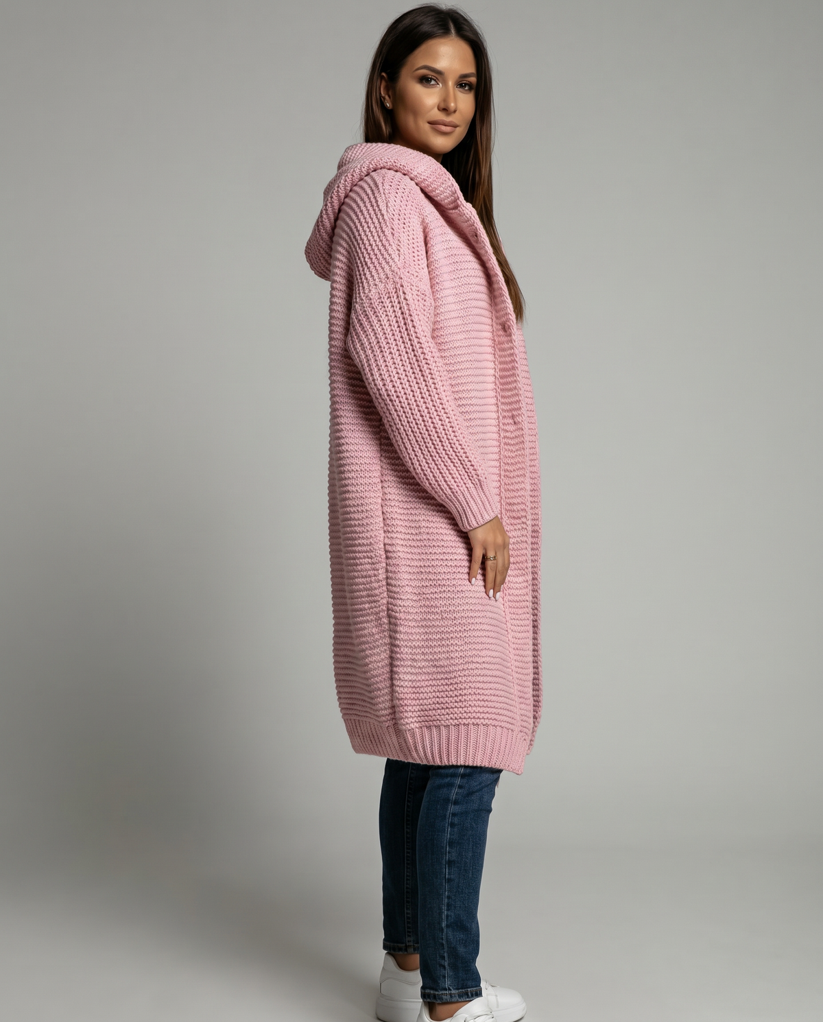 Cardigan oversize da donna con cappuccio