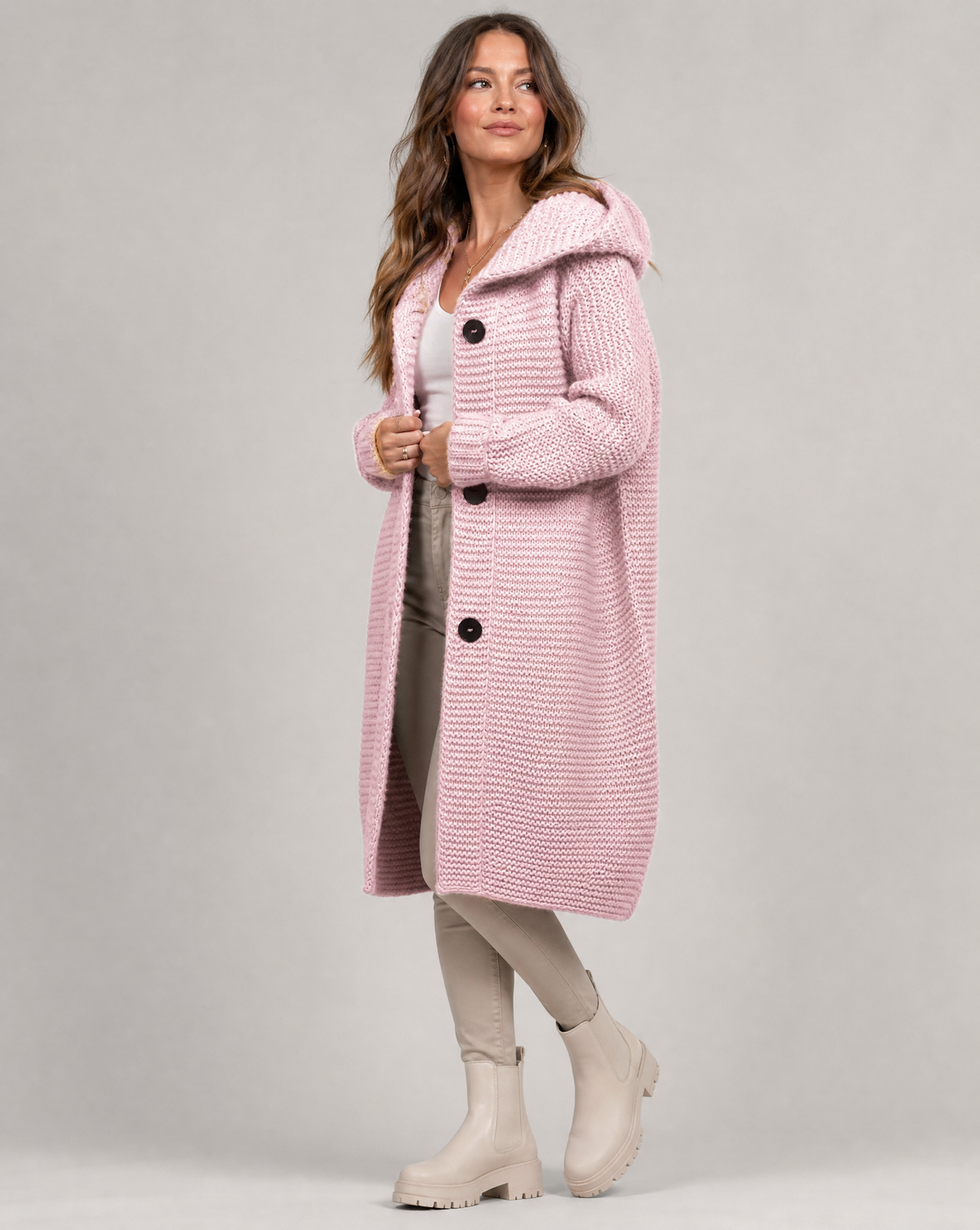 Cardigan oversize da donna con cappuccio