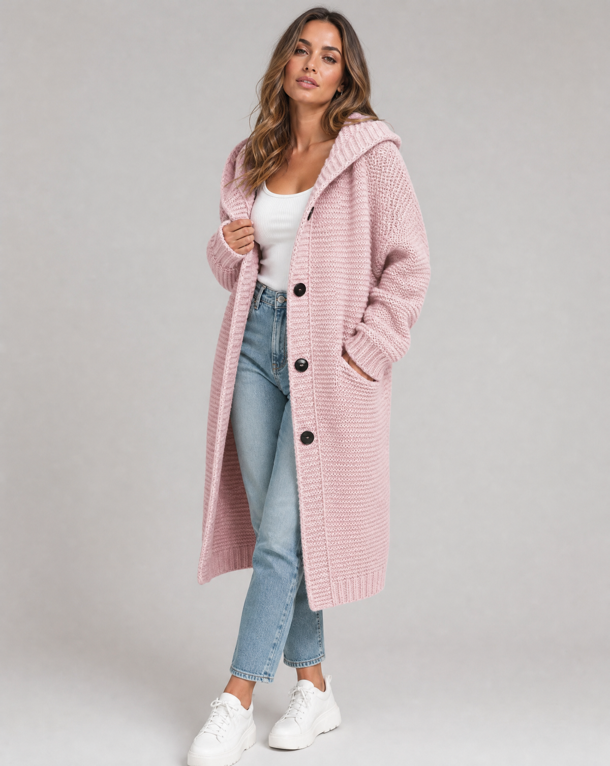 Cardigan oversize da donna con cappuccio - Elora Boutique