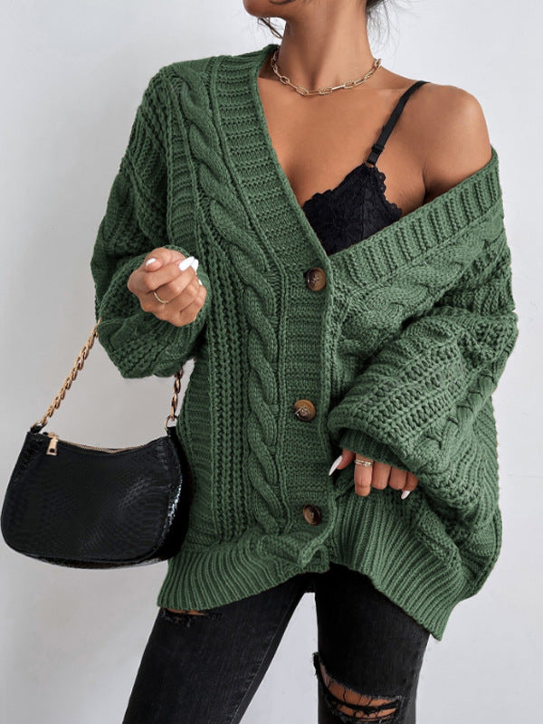 Cardigan oversize a trecce