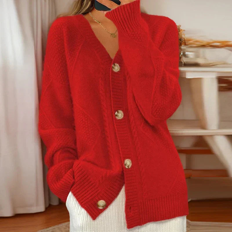 Cardigan classico a trecce con bottoni