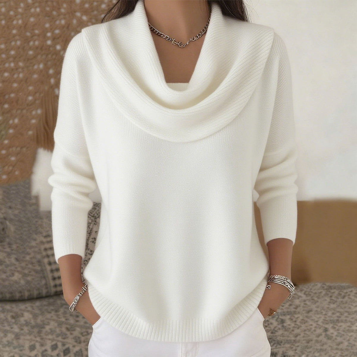 Iole | Maglione con collo drappeggiato