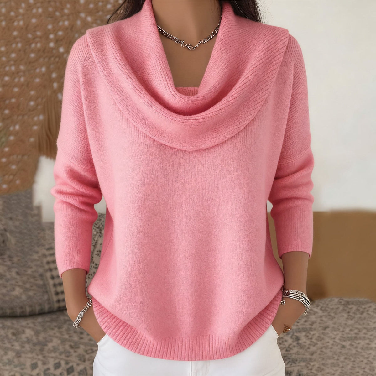 Iole | Maglione con collo drappeggiato