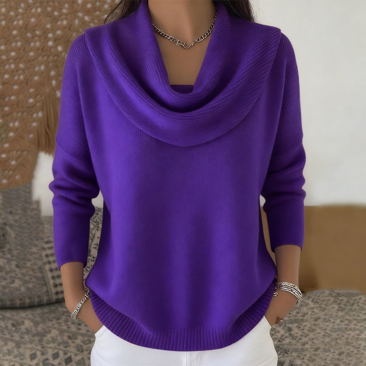 Iole | Maglione con collo drappeggiato
