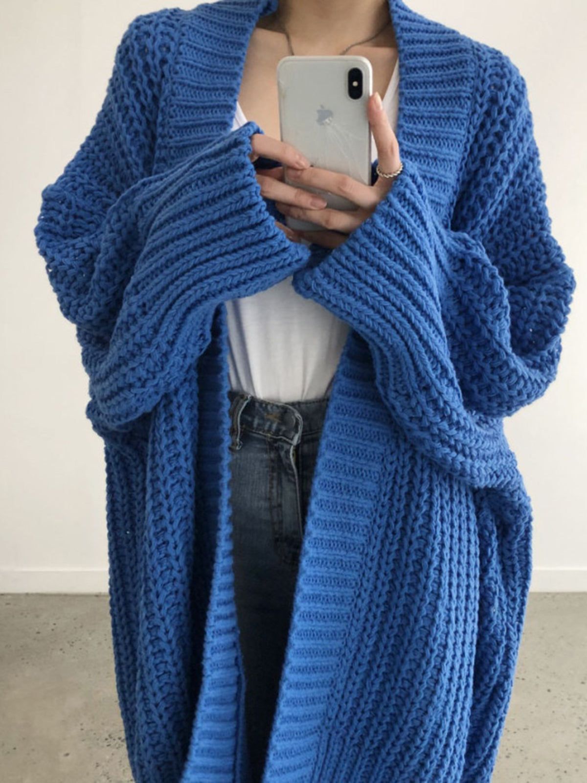Cardigan oversize in maglia con spacchi