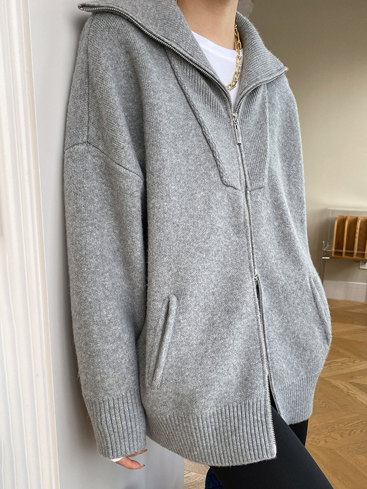 Cardigan casual oversize con collo aperto - Elora Boutique