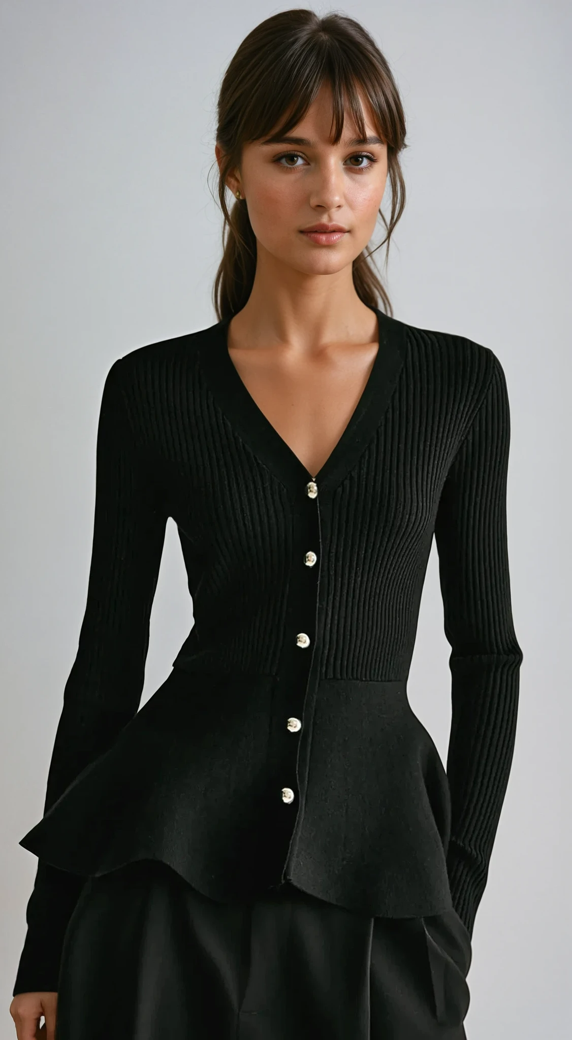 Top peplo a coste in maglia con bottoni - Elora Boutique