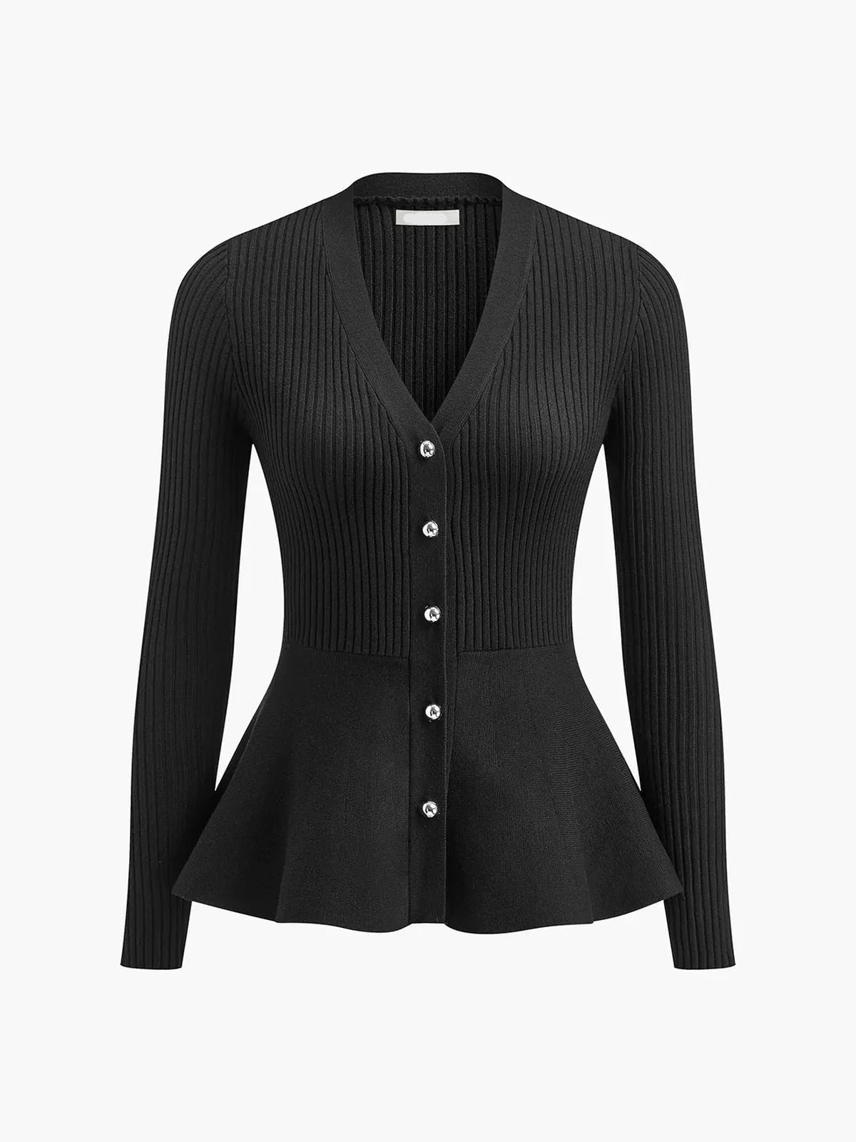 Top peplo a coste in maglia con bottoni - Elora Boutique