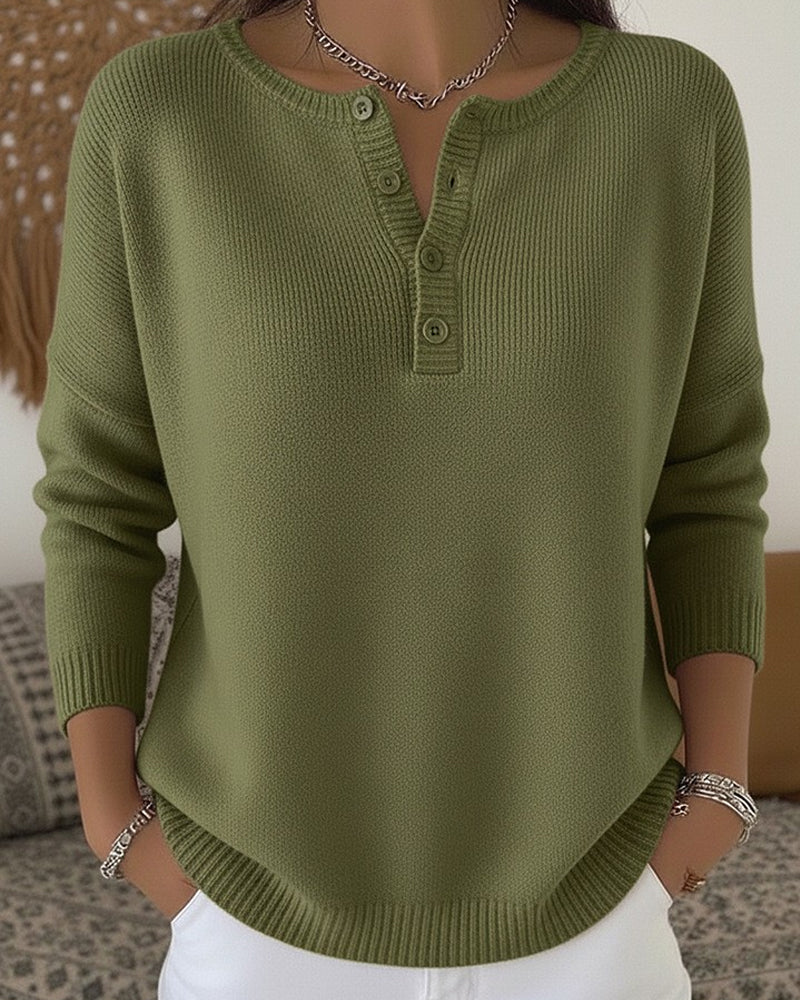 Ernesta | Maglione in maglia con bottoni Henley