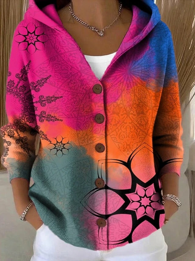 Colomba | Cardigan fantasia con cappuccio