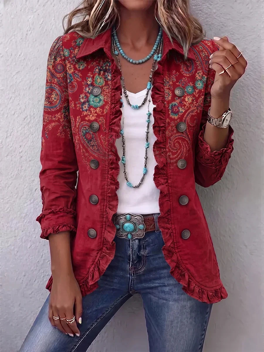 Fayrene | bohémien paisley con volant giacca