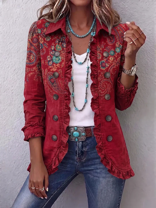Fayrene | bohémien paisley con volant giacca