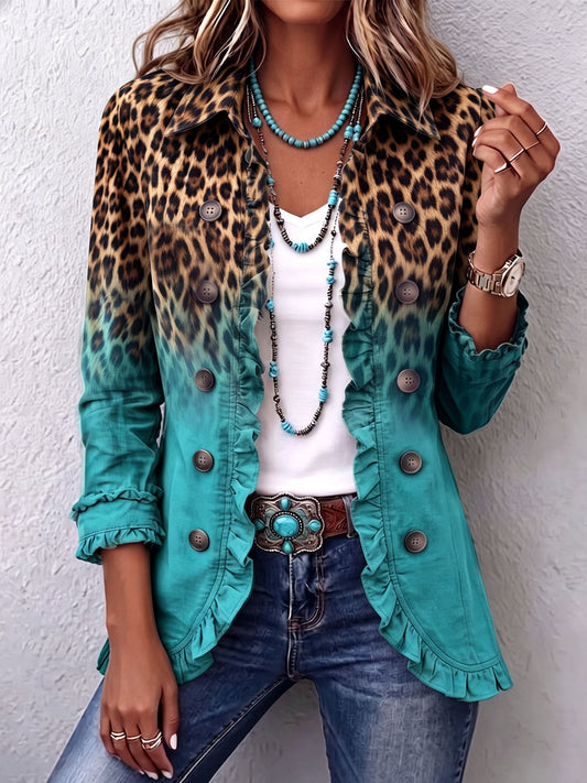 Elspeth | leopardata sfumata con volant blazer giacca