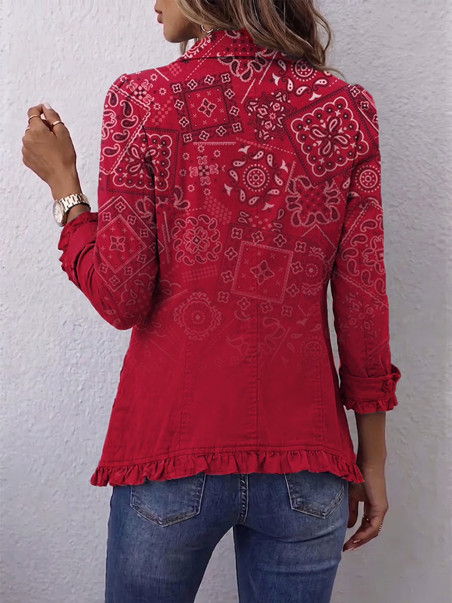 Criselle | bohémien paisley Ombre a stampa con volant giacca