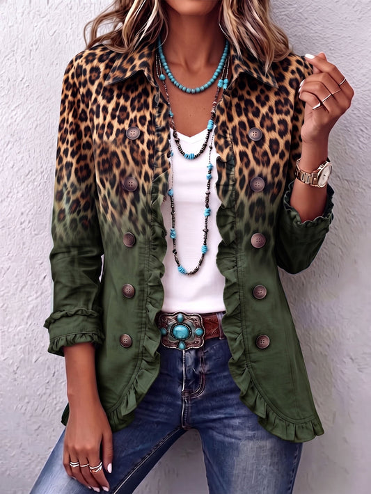 Rowena | leopardata sfumata con volant blazer giacca